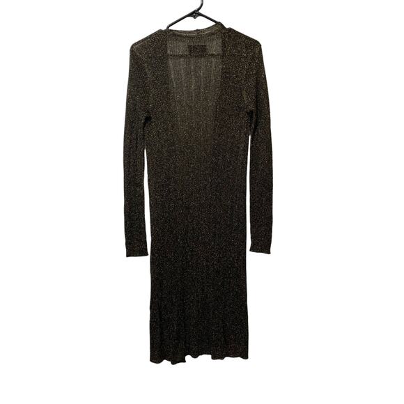 Nili Lotan Open Front Metallic Gold Black Duster Cardigan Size Small - Picture 4 of 9